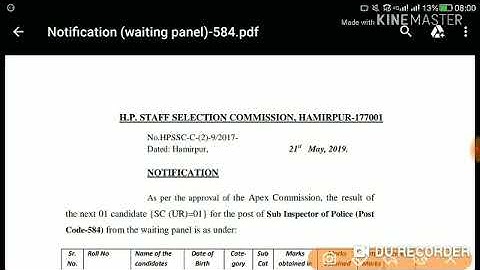 HPSSC SI of Police ( 584 ) Final Result Declared from Waiting Panel !