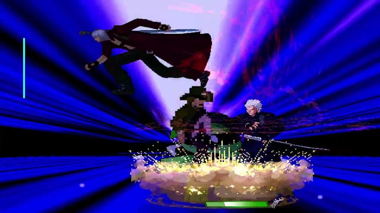 KOF MUGEN Tag Team dante & vergil vs hugo trav (CV-15) & not shane