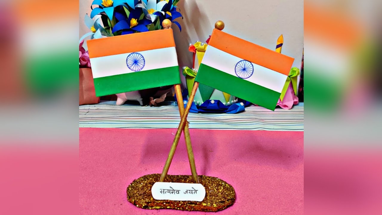 Republic Day Special Craft | India Flag with stand for table & car dashboard 