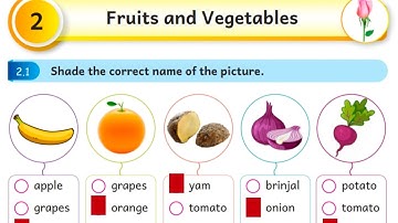 2nd std Mottu English Term 2 unit 2 workbook answers/ 2nd English unit 2 Fruits and vegetables 