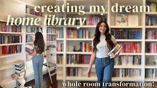finally creating my dream home library | organizing books + room makeover
