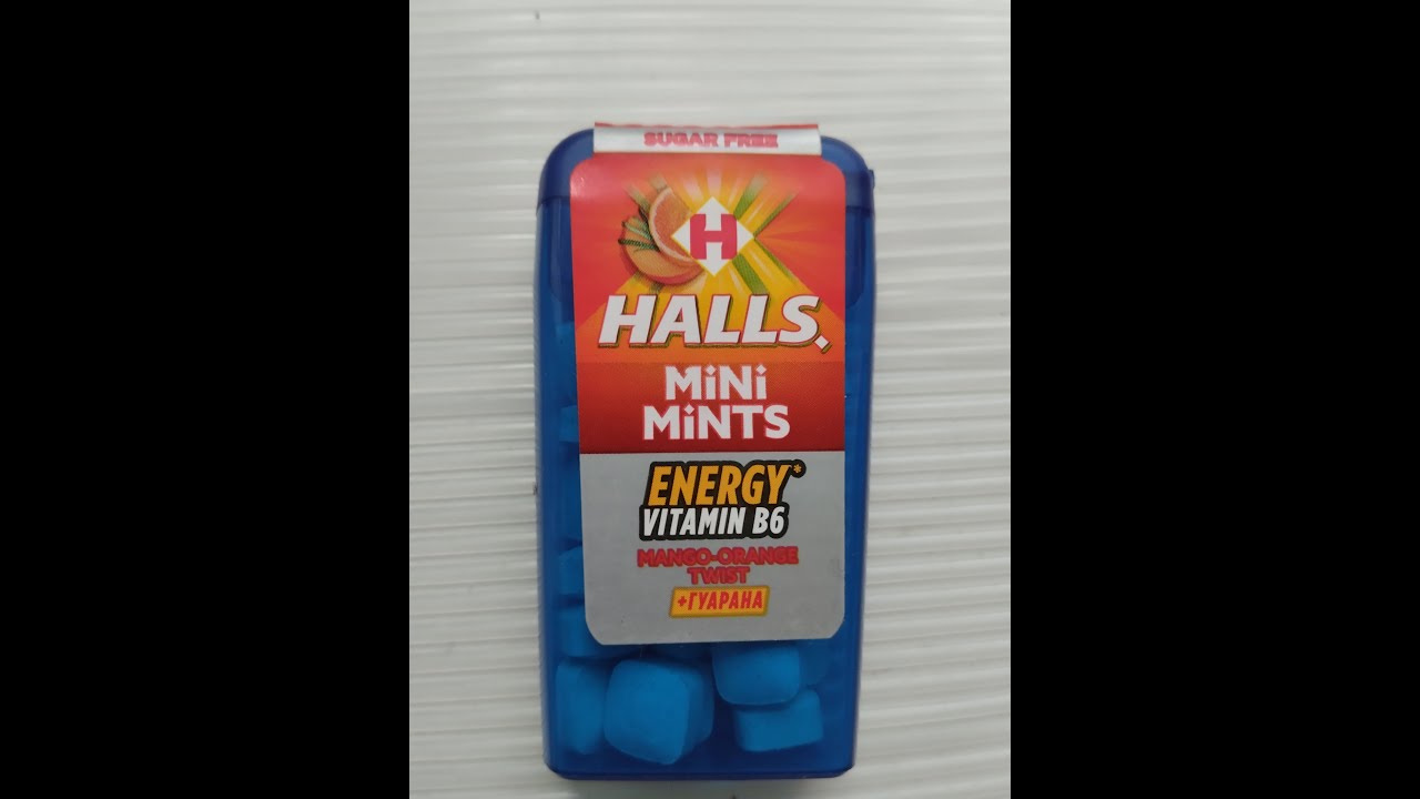 HALLS mini mints ENERGY vitamin B6 ASMR YouTube