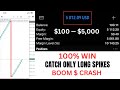 $100 — $5,000 LATEST BOOM AND CRASH STRATEGY FOR BEGINNERS AND ADVANCED. CATCH LONG SPIKES