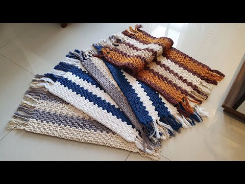 Crochet rug with MACRAMÉ yarn and lightning tassel