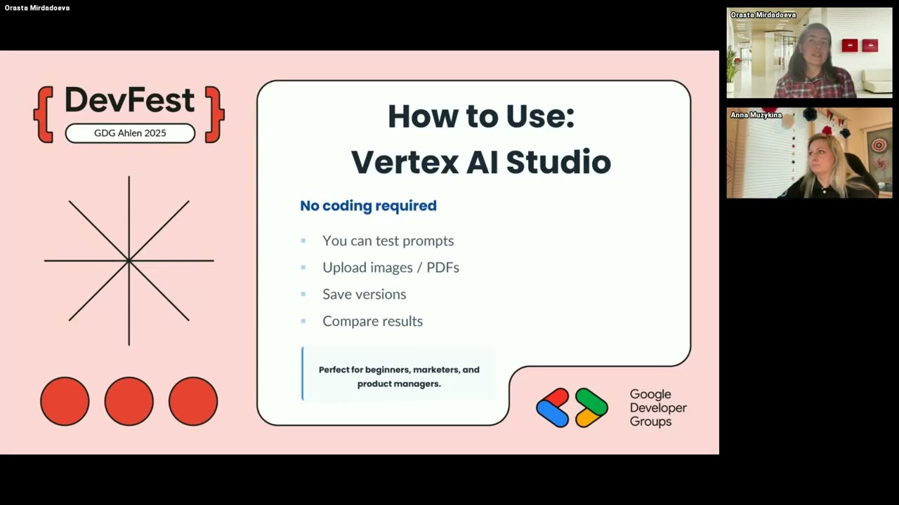 DevFest Ahlen 2025 I Speaker: Orasta Mirdadoeva 'Getting Started with Vertex AI & Gen AI.'