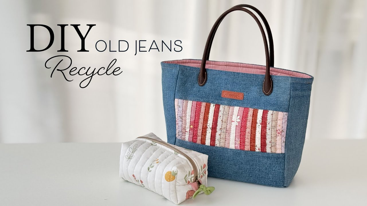 How to make recycled denim tote bag | sewing | easy | tutorial (ep317 ...