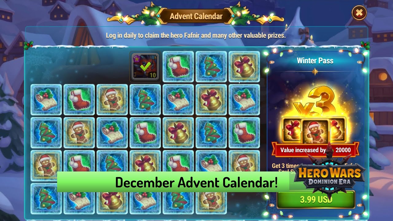 Advent Calendar for December 2023 — Hero Wars Dominion Era YouTube