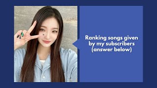 Ranking Songs Given By A Subscriber Answer Below