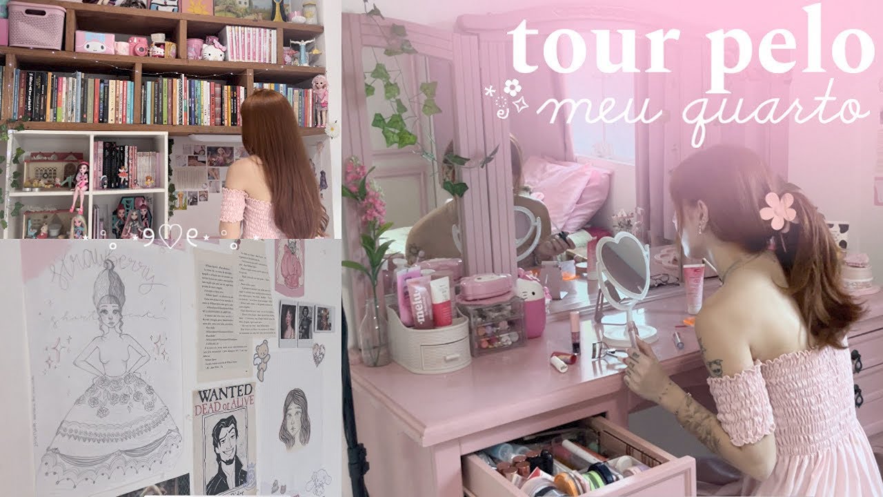 TOUR PELO MEU QUARTO 🎀🛏️ penteadeira , escrivaninha, guarda-roupa…