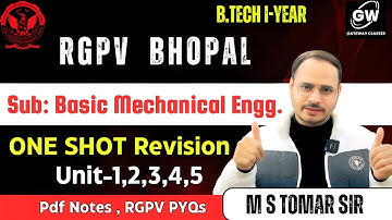 RGPV Bhopal I BME I One Shot I Basic Mechanical Engineering I Gateway Classes