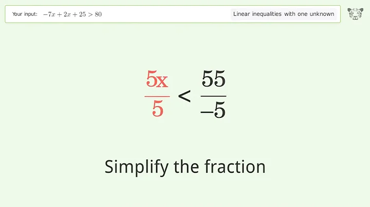 Solving Linear Inequalities: -7x+2x+25 is Greater Than 80