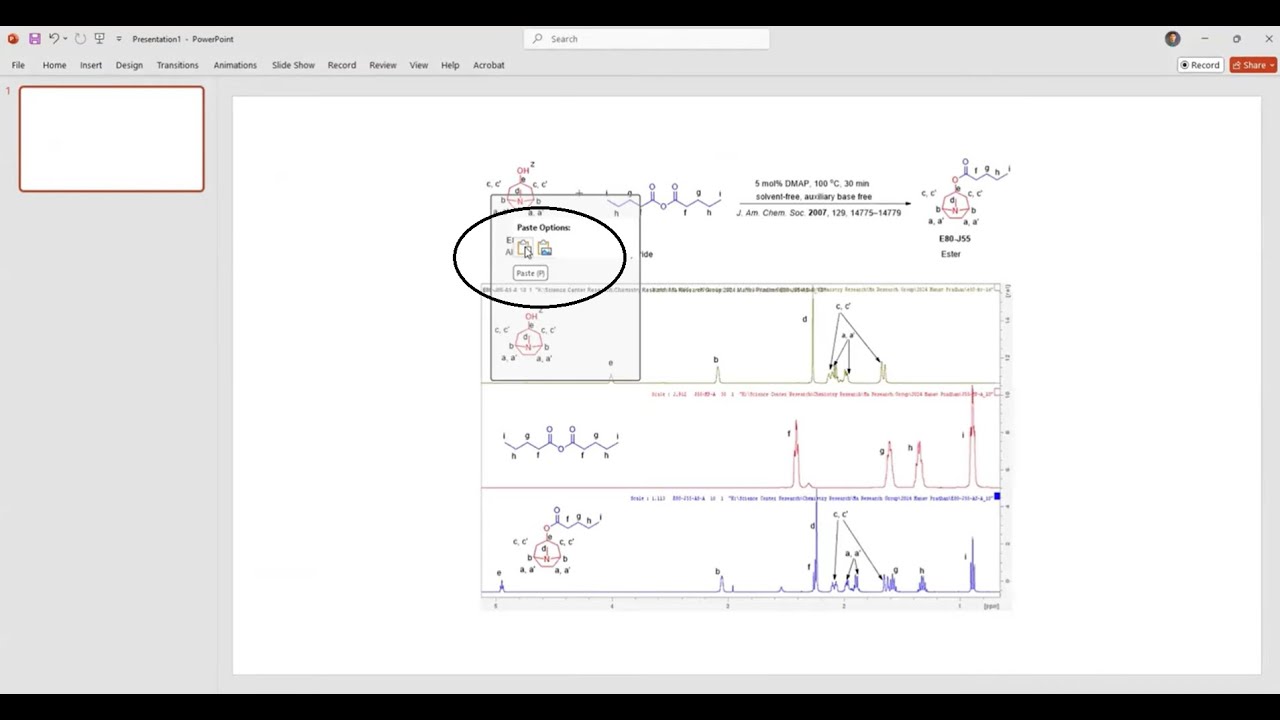 TopSpin Data Process 5c Copy Analyzed NMR to PPT - YouTube