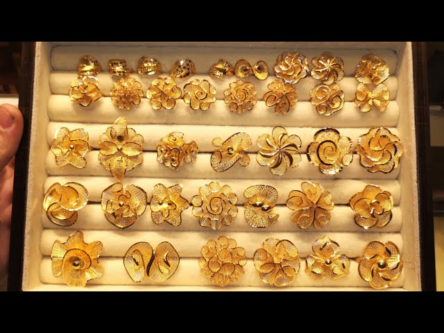 Distinct Half Flower 22k Gold Ring – Andaaz Jewelers