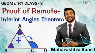 Proof of Theorem of Remote Interior Angles of Triangle, Geometry Class 9, Maharashtra Board | Allern