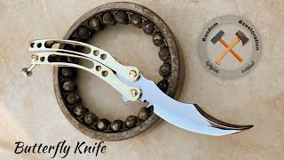 Forging  a rusty bearing into a BUTTERFLY KNIFE-عمل سكين الفراشة