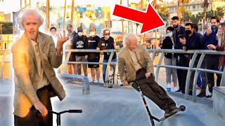 Old Man Scooter Tricks In Venice Beach!