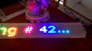 Celebrity Netduino 60x10 NeoPixel panel marquee scrolling a transparent font over a rainbow background. Wealth