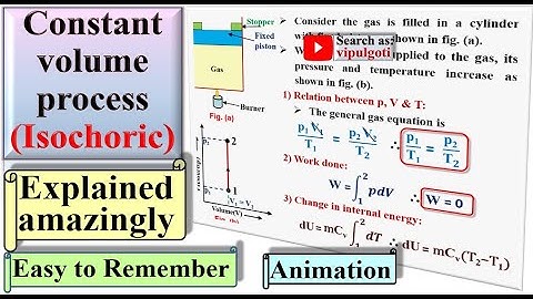 Constant volume process|animation|thermodynamics|heat transferred|work done|change in enthalpy|gtu