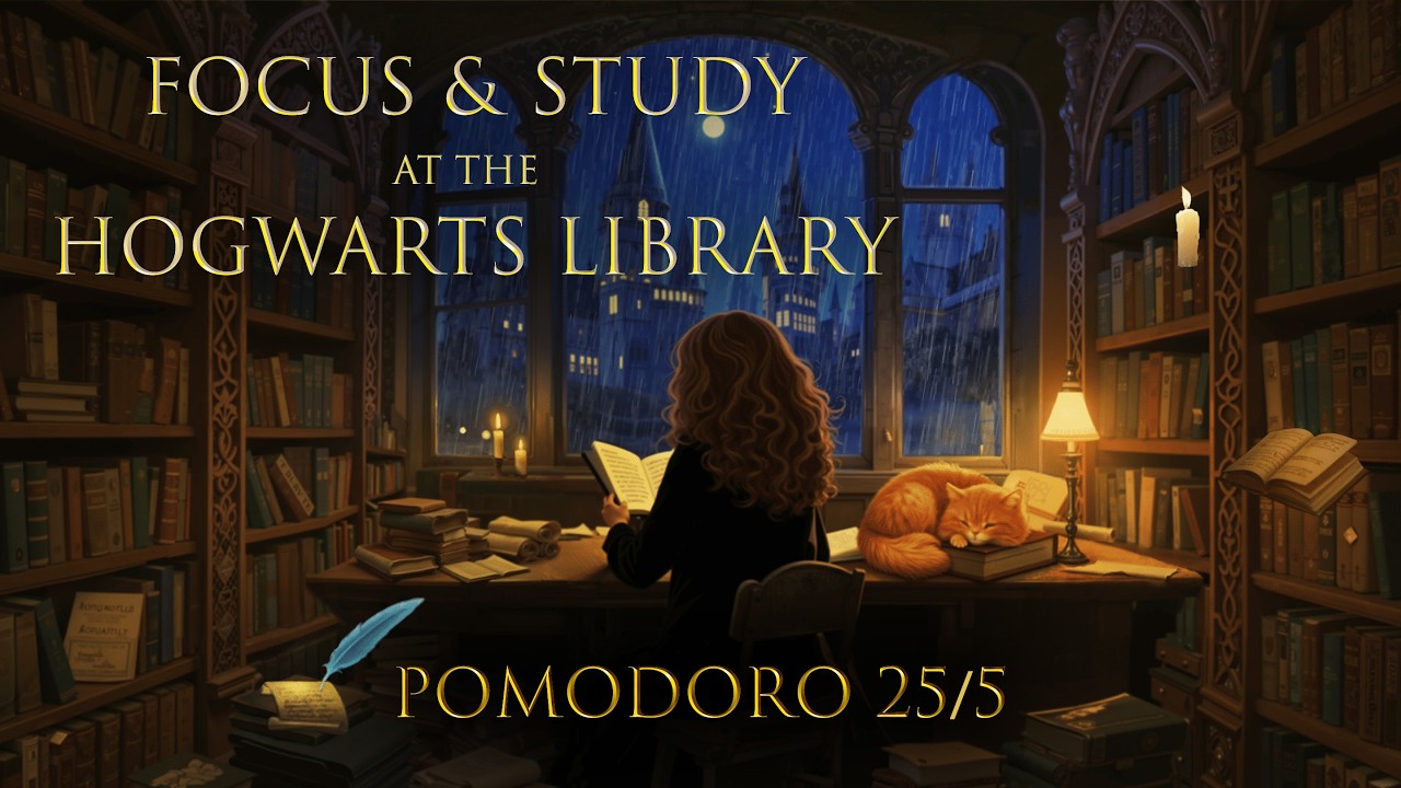 you're studying in the Hogwarts Library and it's 11:47 PM 📚