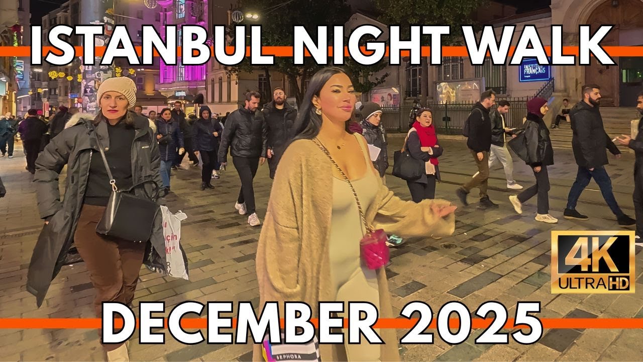 Istanbul Turkey 2025 4K Night Walking Tour | Galata Tower, Istiklal Street, Taksim Square