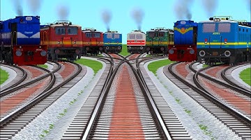 Eights Trains Crossing On Diamond Risky Railroad Tracks l #railway #beamng #trainvideo #train