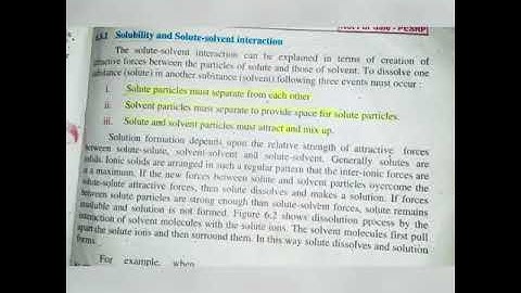 9th Class: Chapter No.6 Topic: Solubility and Solute-solvent interaction