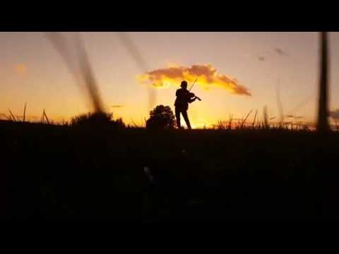 Anton mit Geige & Sonnenuntergang