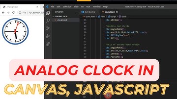 Creating Analog Clock in Canvas, JavaScript | HTML JS | #analogclock #html #codingtech