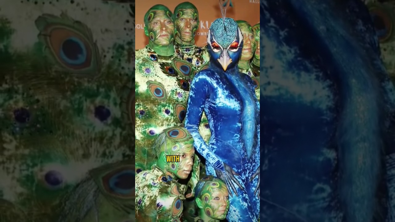 Heidi Klum dresses up as giant peacock for her Halloween bash 