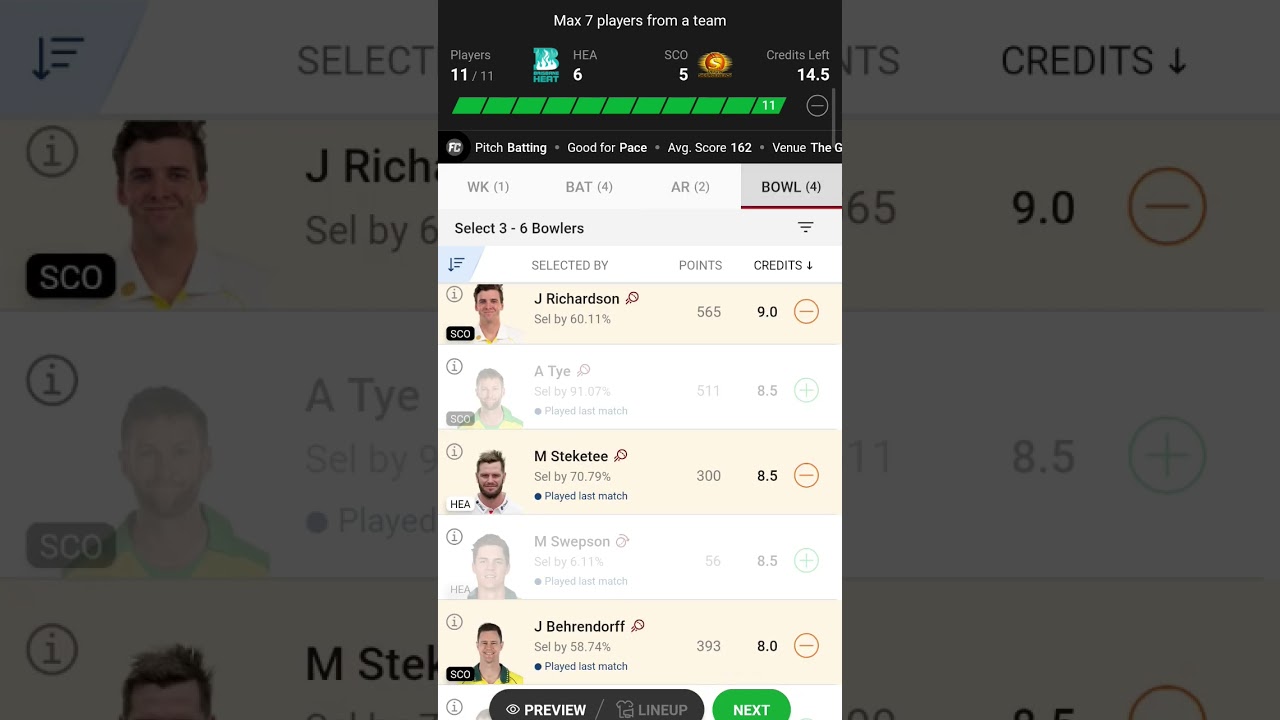 HEA vs SCO dream11 pridiction team | sco vs hea big bash match team | today match | 