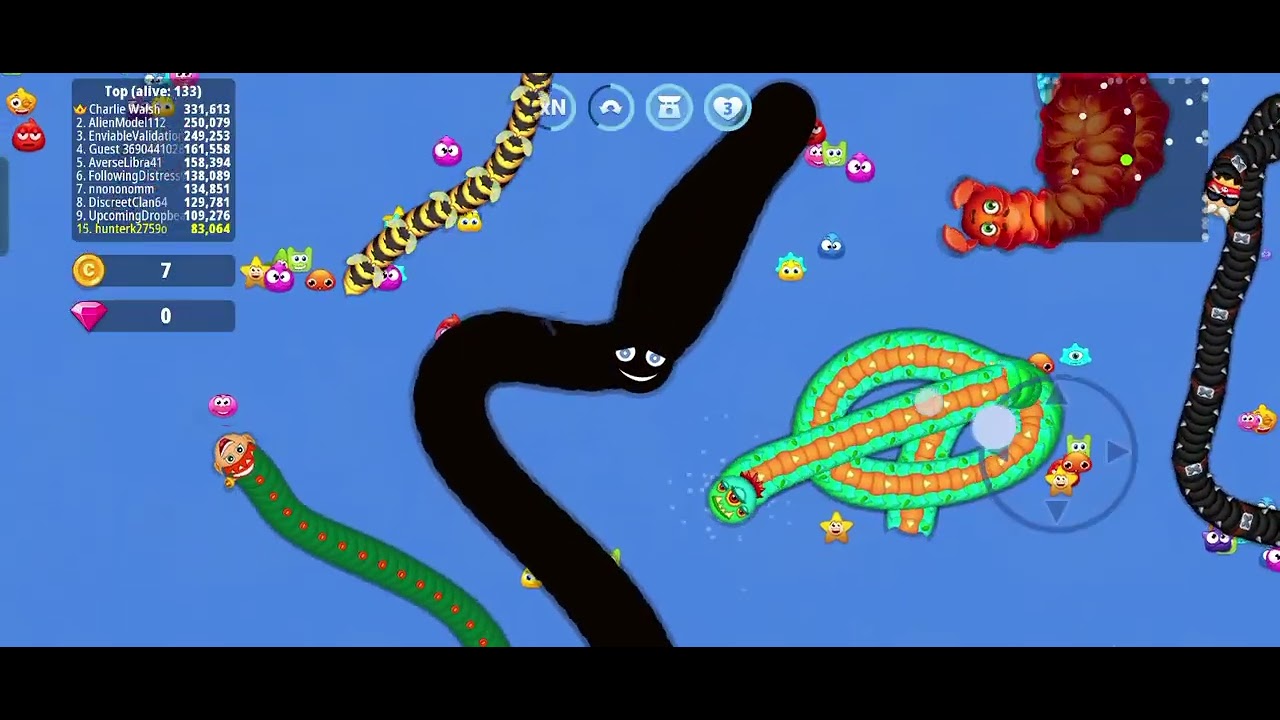 Black anaconda in game eating every one