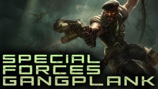 Special Forces Gangplank (Pre-Release)
Check out http://www.learntheleague.com/ebook to learn about my complete League of Legends book!
In the official splash art, Miss Fortune is silhouetted behind him, as well as a couple other figures further back. Looks like we can bet on her being included in this series. Talon looks like he may be one of the other silhouettes but I wouldnt say for sure.
Anyway, lot of good animations on here, including a recall animation (rare on skins for older champions). Also with higher movement speed (i.e. when I activate his E) he goes all sneaky.
No new voice, though, at least right now. Special Forces Gangplank (Pre-Release)
