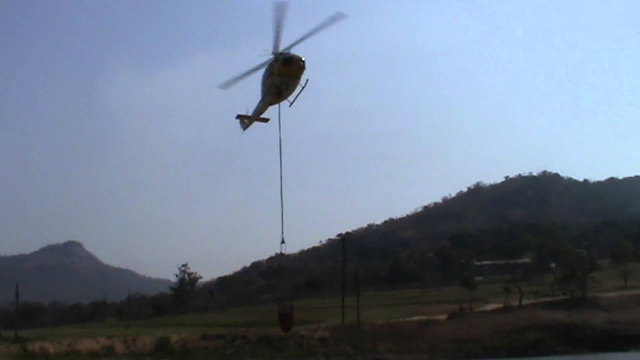 Huey Helicopter  - Working on Fire - Firefighting