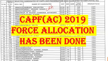 CAPF(AC) 2019 Force allocation has been done....