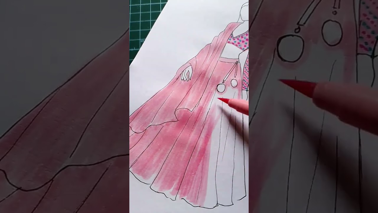 Pink lehenga illustration / Girl with beautiful traditional dress 🥻