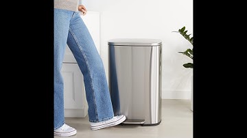 Amazon Basics Smudge Resistant Rectangular Trash Can With Soft-Close Foot Pedal, Brushed Stainless