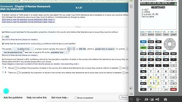 MAT 152 9.1.27 Use the TI-84 to construct a confidence interval for the population proportion
