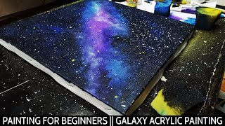 SPONGE PAINTING A GALAXY WITH ACRYLIC PAINT || FOR BEGINNERS