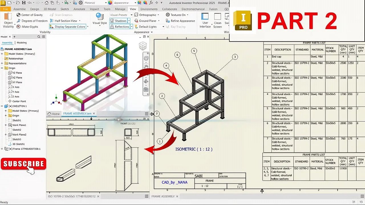 Autodesk Inventor Frame Generator | Creating a Part List (BOM) and ...