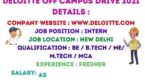 Deloitte Recruitment Drive 2021 | BE/B.Tech/ME/M.Tech/MCA | Intern | Deloitte Career |