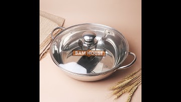 Nồi lẩu 2 ngăn inox dày có nắp kính cao cấp NL2N01 | Gia Dụng BamBam