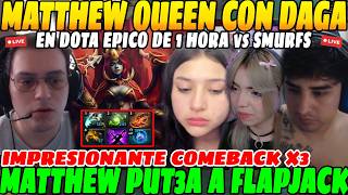 😲Matthew QUEEN OF PAIN con DAGA en COMEBACK ÉPICO de 1 hora vs SMURFS! Party en MEDALLA INMORTAL😲