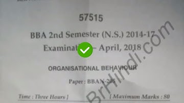 2018 Mdu BBA 2nd Sem Organisational Behaviour Question Paper