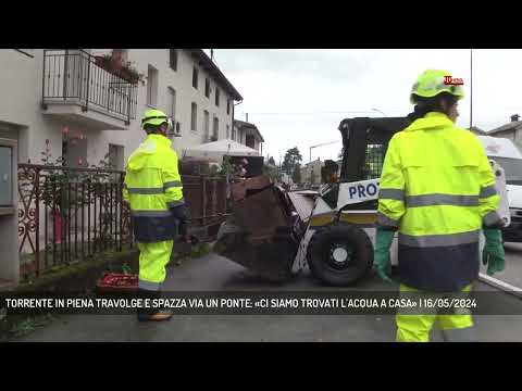 TORRENTE IN PIENA TRAVOLGE E SPAZZA VIA UN PONTE: ...