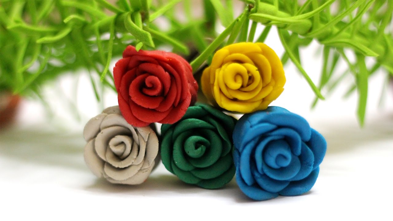 Polymer Clay Rose Flower Making Polymer Clay Flowers Tutorial YouTube