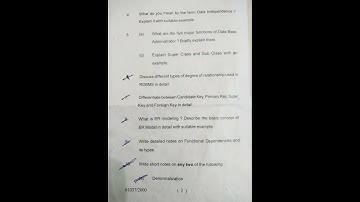 B.C.A 3rd Semester DataBase Management System (2019-22) Question Paper #BRABU#university #shortvideo