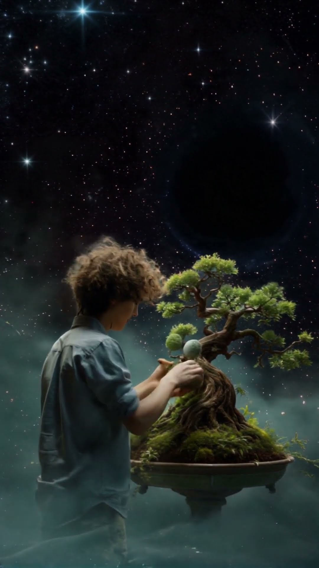 Kwebbelkop AI Planting a Beautiful GALAXY BONSAI