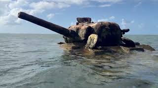World War II M4 Sherman Medium Tank just off the beach on Saipan.