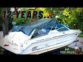 Iowa men try to start abandoned sea ray 380 sun sport will it start  boat restoration