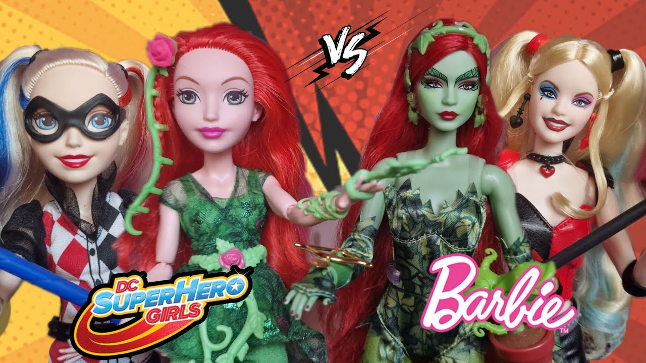 DC Superhero Girls VS Barbie Signature Harley Quinn and Poison Ivy doll comparison ♦️🌱